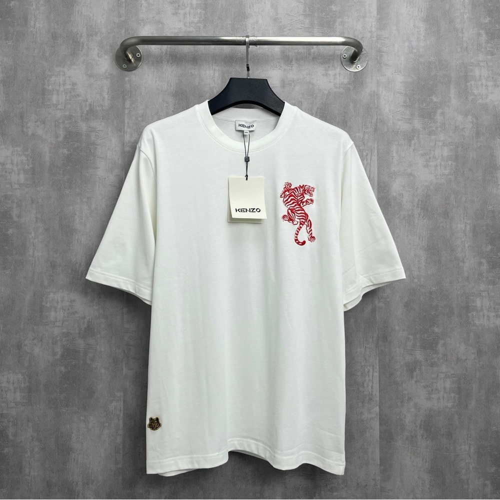 🚩steal authentic Kenzo Ivory Tee with Crimson Tiger Detail
